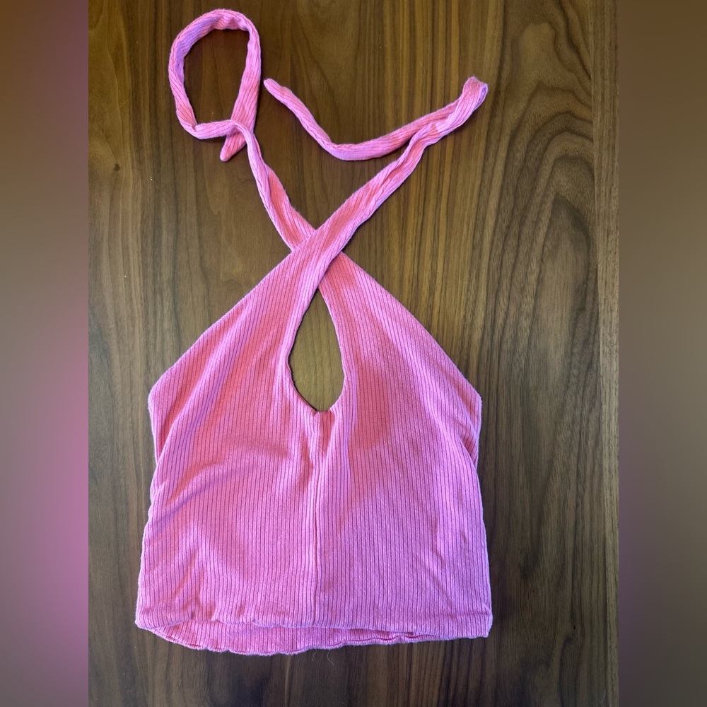 Skatie Pink Ribbed Crop Top